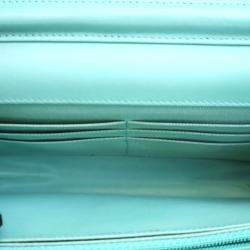 Pre Owned Chanel Green Lambskin Classic Wallet On Chain 