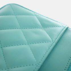 Pre Owned Chanel Green Lambskin Classic Wallet On Chain 