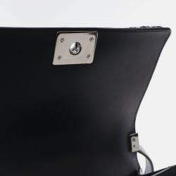 Pre Owned Chanel Medium Braided Chain Around Black Calkskin Boy Bag