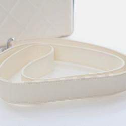 Pre Owned Chanel White Lambskin Metal Bar Flap Bag
