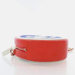 Pre Owned Chanel Multicolor Caviar Round Filigree Clutch With Chain