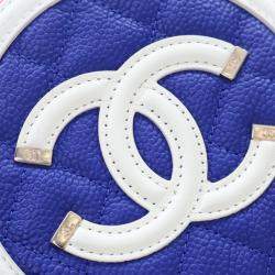 Pre Owned Chanel Multicolor Caviar Round Filigree Clutch With Chain