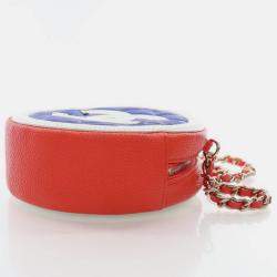 Pre Owned Chanel Multicolor Caviar Round Filigree Clutch With Chain