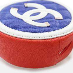 Pre Owned Chanel Multicolor Caviar Round Filigree Clutch With Chain