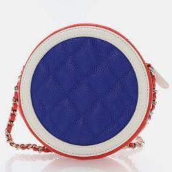 Pre Owned Chanel Multicolor Caviar Round Filigree Clutch With Chain