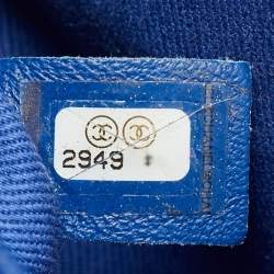 Pre Owned Chanel Blue Chevron Caviar Leather Mini Coco Top Handle Bag