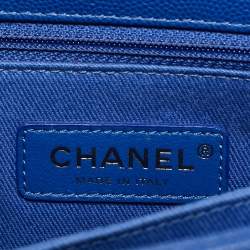 Pre Owned Chanel Blue Chevron Caviar Leather Mini Coco Top Handle Bag