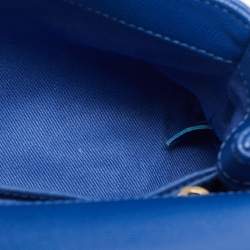 Pre Owned Chanel Blue Chevron Caviar Leather Mini Coco Top Handle Bag