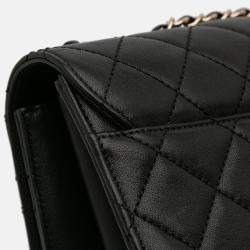 Pre Owned Chanel Black Large Sheepskin Beauty Lock Flap