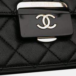 Pre Owned Chanel Black Large Sheepskin Beauty Lock Flap
