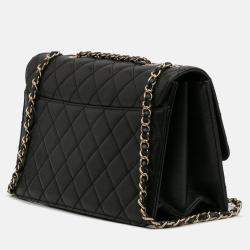 Pre Owned Chanel Black Large Sheepskin Beauty Lock Flap