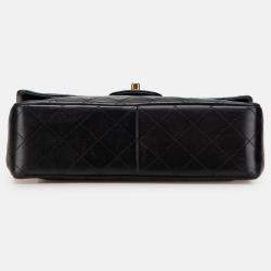 Pre Owned Chanel Black Medium Tall Classic Lambskin Double Flap