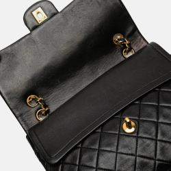 Pre Owned Chanel Black Medium Tall Classic Lambskin Double Flap