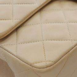 Pre Owned Chanel Beige Medium Classic Lambskin Double Flap