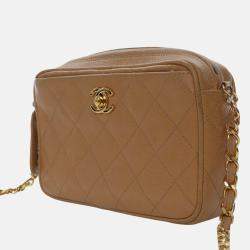 Pre Owned Chanel Brown CC Quilted Caviar Camera Bag