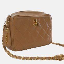Pre Owned Chanel Brown CC Quilted Caviar Camera Bag