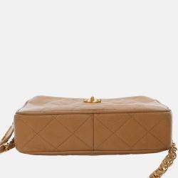 Pre Owned Chanel Brown CC Quilted Caviar Camera Bag
