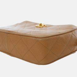 Pre Owned Chanel Brown CC Quilted Caviar Camera Bag