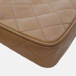 Pre Owned Chanel Brown CC Quilted Caviar Camera Bag