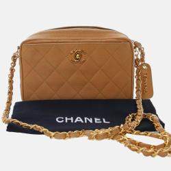 Pre Owned Chanel Brown CC Quilted Caviar Camera Bag