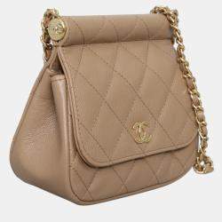 Pre Owned Chanel Caviar Quilted Frame Clutch On Chain