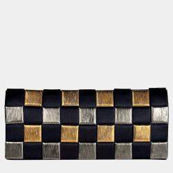 Pre Owned Chanel Black Pochette en Satin et Metal Bag