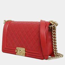 مملوكة مسبقًا حقيبة شانيل بوي جلد حمل حجم متوسط قديم