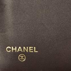 Pre Owned Chanel Black Quilted Caviar Leather L-Zip Wallet