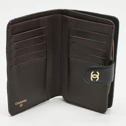 Pre Owned Chanel Black Quilted Caviar Leather L-Zip Wallet