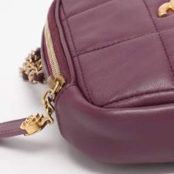 Pre Owned Chanel Purple Leather Diamond CC Chain Clutch