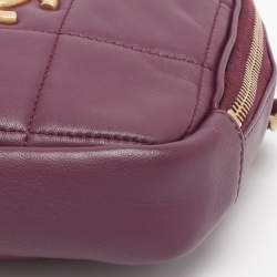 Pre Owned Chanel Purple Leather Diamond CC Chain Clutch