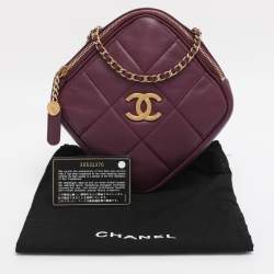 Pre Owned Chanel Purple Leather Diamond CC Chain Clutch