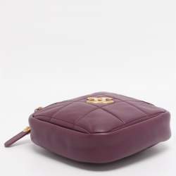 Pre Owned Chanel Purple Leather Diamond CC Chain Clutch