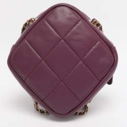 Pre Owned Chanel Purple Leather Diamond CC Chain Clutch