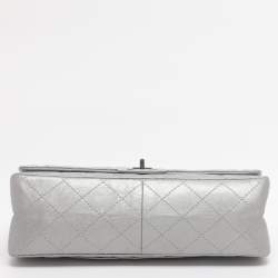 Pre Owned Chanel Silver Quilted Leather 226 Classic Reissue 2.55 Flap Bag
