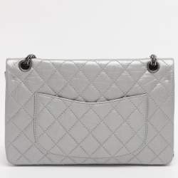 Pre Owned Chanel Silver Quilted Leather 226 Classic Reissue 2.55 Flap Bag