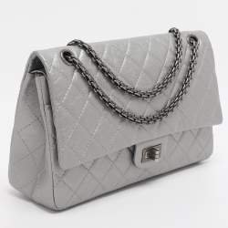 Pre Owned Chanel Silver Quilted Leather 226 Classic Reissue 2.55 Flap Bag