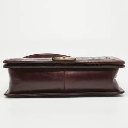 Pre Owned Chanel Navy Burgundy Quilted Leather New Medium Boy Paris- Salzburg Flap Bag