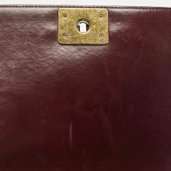 Pre Owned Chanel Navy Burgundy Quilted Leather New Medium Boy Paris- Salzburg Flap Bag