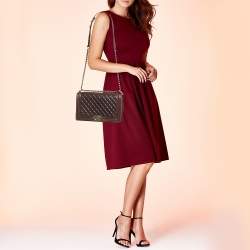 Pre Owned Chanel Navy Burgundy Quilted Leather New Medium Boy Paris- Salzburg Flap Bag
