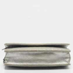 Pre Owned Chanel Silver Chevron Leather CC WOC Bag