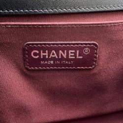 Pre Owned Chanel Boy Chanel Chain shoulder Bag Black Velour Size 25