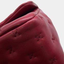 Pre Owned Chanel Coco Handle 2Way Handbag Red Lambskin Size Small