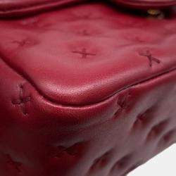 Pre Owned Chanel Coco Handle 2Way Handbag Red Lambskin Size Small
