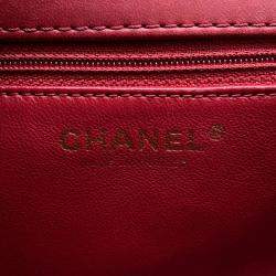Pre Owned Chanel Coco Handle 2Way Handbag Red Lambskin Size Small