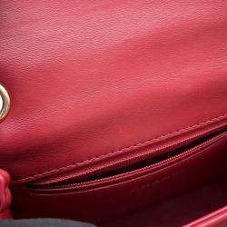Pre Owned Chanel Coco Handle 2Way Handbag Red Lambskin Size Small