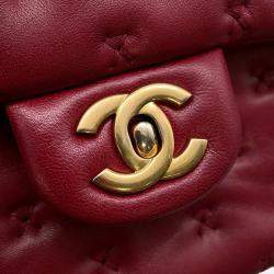 Pre Owned Chanel Coco Handle 2Way Handbag Red Lambskin Size Small
