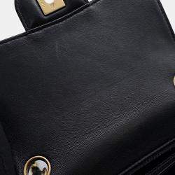 Pre Owned Chanel Chevron Mini Chain shoulder Bag Black Lambskin Size 18