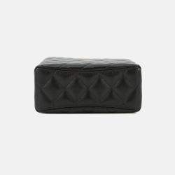 Pre Owned Chanel Matelasse Pearl Handle Chain Shoulder Bag Black Lambskin