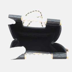 Pre Owned Chanel Matelasse Pearl Handle Chain Shoulder Bag Black Lambskin